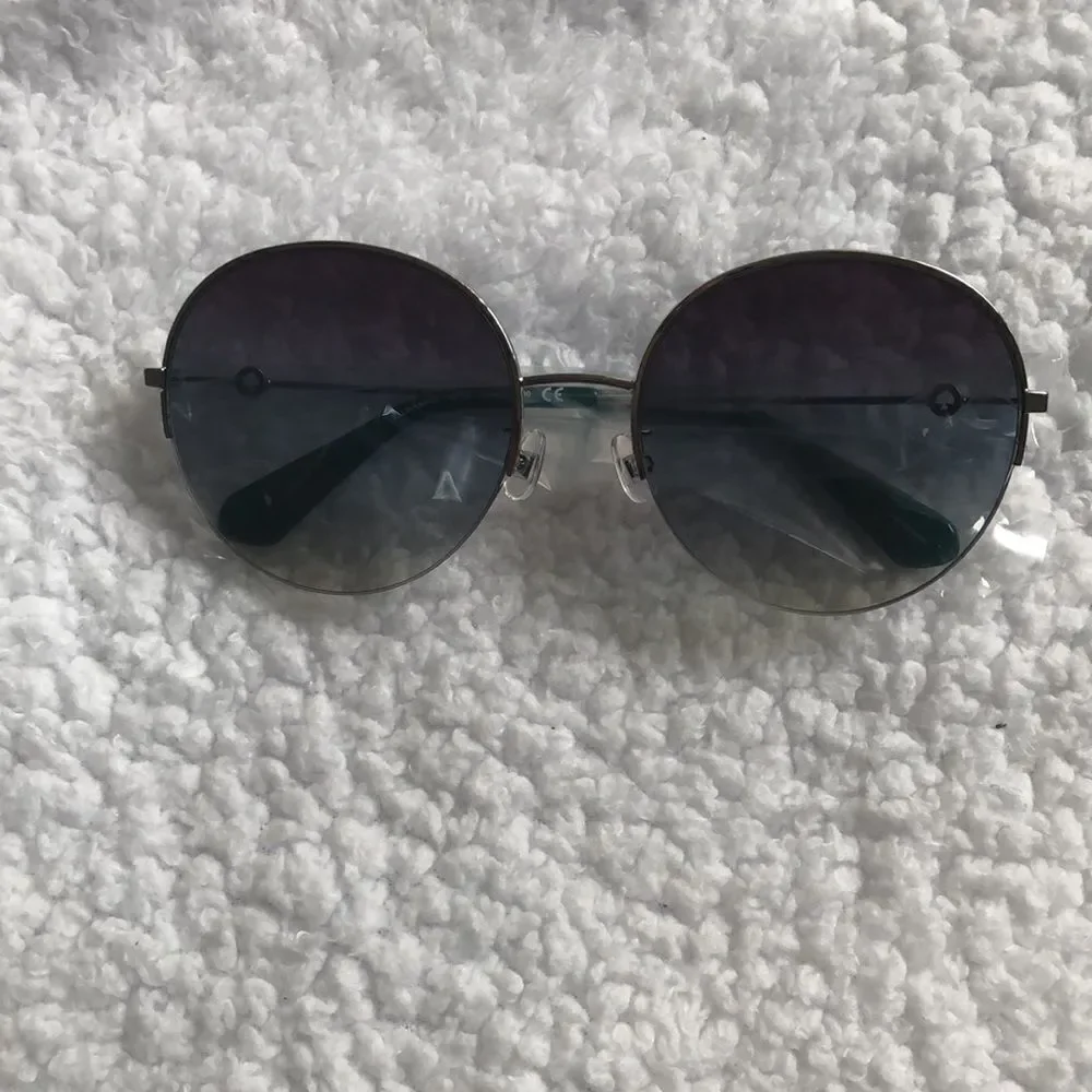 Kate Spade 59mm ellienafs Round Sunglasses New Silver/dark blue